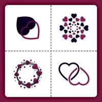 le logo d'amour avec le thème circulaire floral et les lignes empilées peut être utilisé pour les affaires romance organisateur de mariage agence de mise en relation invitation valentine filles trucs vecteur