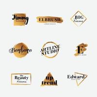 collection de types de logo de brosse d'or vecteur