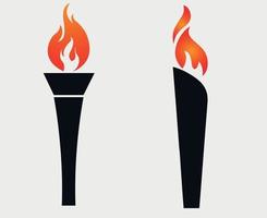 Collection de torches abstraites icônes du design noir illustration avec fond gris vecteur
