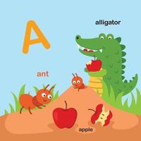 illustration isolé animal alphabet lettre a-ant,apple,alligator.vector vecteur