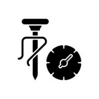 icône de glyphe noir de thermomètre à lait. outil professionnel pour mesurer la température des aliments, des boissons. ustensile pour faire du café. accessoires de barman. symbole de silhouette sur un espace blanc. illustration vectorielle isolée vecteur