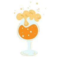 verre de bière. bière vivante jaune fraîche et mousse blanche, et bulles. pour emblème, web, infographie, café et restaurant. concept de fête d'octobre. illustration de dessin animé de vecteur isolé sur fond blanc.