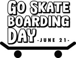 aller à la bannière de la journée du skateboard dans un style noir et blanc vecteur