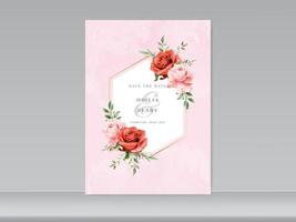 modèle de cartes de mariage beau design floral vecteur