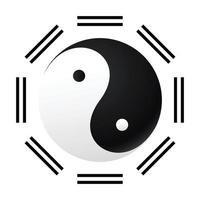 Symbole de taijitu noir et blanc yin yang sur fond blanc vecteur