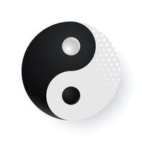 Symbole de taijitu noir et blanc yin yang sur fond blanc vecteur