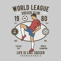 conception d'insigne vintage de la ligue mondiale de football vecteur