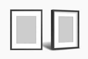 deux cadres photo noirs sur fond blanc. maquette de vecteur en couches