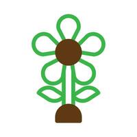 fleur icône bichromie vert marron Couleur Pâques symbole illustration. vecteur