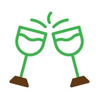 verre du vin icône bichromie vert marron Couleur Pâques symbole illustration. vecteur