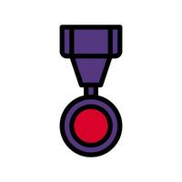 médaille icône coloré contour rouge violet Couleur militaire symbole parfait. vecteur