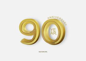 90e anniversaire logo avec or texte et une blanc Contexte vecteur