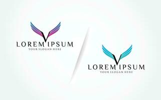 une logo pour une entreprise avec une bleu et rose aile vecteur
