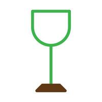 verre du vin icône bichromie vert marron Couleur Pâques symbole illustration. vecteur