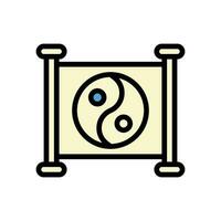 yin et Yang icône coloré contour bleu crème Couleur chinois Nouveau année symbole parfait. vecteur