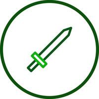 épée icône ligne arrondi vert Couleur militaire symbole parfait. vecteur