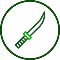 épée icône ligne arrondi vert Couleur militaire symbole parfait. vecteur
