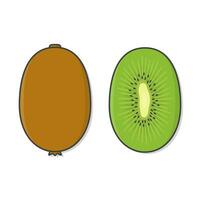 kiwi fruit et tranches de kiwi vecteur icône illustration. Frais kiwi fruit plat icône