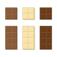 lait, blanc et foncé Chocolat bar vecteur icône illustration. bars de Chocolat plat icône