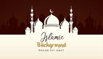 conception de fond islamique avec illustration de silhouette de mosquée. peut être utilisé pour une carte de voeux, une toile de fond ou une bannière. vecteur