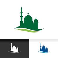 Mosquée silhouette icône silhouette logo modèle de conception d'illustration vectorielle vecteur