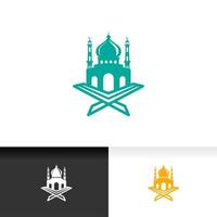 modèle de conception de logo silhouette icône centre islamique avec illustration vectorielle de mosquée vecteur