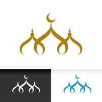 L'icône de la mosquée silhouette logo design d'illustration vectorielle en couleur or vecteur