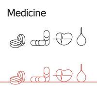 jeu d'icônes de médecine vecteur