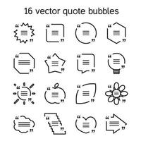 ensemble de bulles de texte de citation carrée vecteur