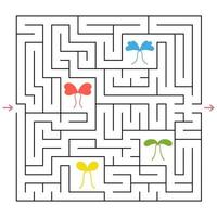 un labyrinthe carré. collectionnez tous les arcs colorés et trouvez un moyen de sortir du labyrinthe. un jeu intéressant pour les enfants. illustration vectorielle plane simple. vecteur