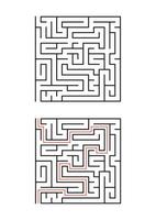 un labyrinthe carré pour les enfants. illustration vectorielle plane simple isolée sur fond blanc. avec la réponse. vecteur