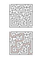 un labyrinthe carré pour les enfants. illustration vectorielle plane simple isolée sur fond blanc. avec la réponse. vecteur