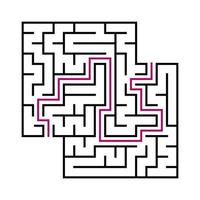 labyrinthe carré noir pour les enfants. illustration vectorielle plane simple isolée sur fond blanc. avec la réponse. avec une place pour vos images. vecteur