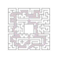 labyrinthe complexe abstrait. trait noir sur fond blanc. un jeu de puzzle intéressant pour les enfants. illustration vectorielle. avec le bon chemin. vecteur