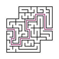 labyrinthe carré noir pour les enfants. illustration vectorielle plane simple isolée sur fond blanc. avec la réponse. avec une place pour vos images. vecteur