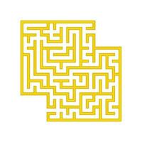 labyrinthe carré jaune. un jeu pour les enfants. illustration vectorielle plane simple isolée sur fond blanc. avec une place pour vos images. vecteur