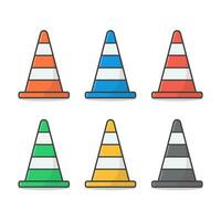 ensemble de circulation cône vecteur icône illustration. route cône plat icône