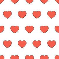 l'amour cœur sans couture modèle sur une blanc Contexte. rouge cœur thème vecteur illustration