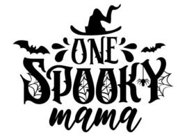 un effrayant maman Halloween vecteur illustration. effrayant citation avec sorcière chapeau, chauves-souris et araignée la toile. famille Halloween conception isolé.