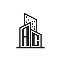 ac réel biens logo avec bâtiment style , vecteur