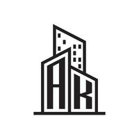 ak réel biens logo avec bâtiment style , vecteur