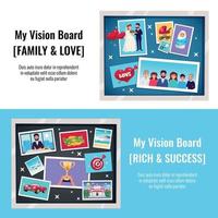 Rêves vision board banners set vector illustration