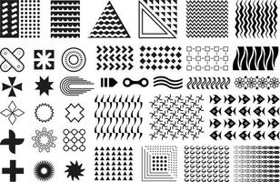 ensemble de memphis. collection d'éléments de conception géométriques plats noirs. formes de memphis isolés sur fond blanc. vecteur