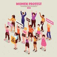 action de protestation féministes illustration isométrique vector illustration