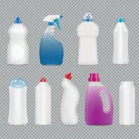 bouteilles de détergent transparent set vector illustration