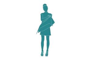 illustration vectorielle de femme élégante posant, style plat avec contour vecteur