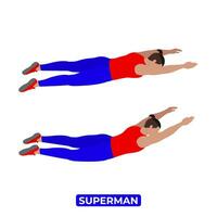 vecteur homme Faire Superman. viparité Salabhasana. poids aptitude retour et coeur faire des exercices exercer. un éducatif illustration sur une blanc Contexte.