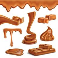 bonbons au caramel ensemble réaliste illustration vectorielle vecteur