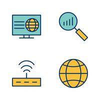 Ensemble d&#39;icônes d&#39;optimisation de moteur de recherche vecteur référencement