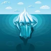 L'aménagement paysager d'hiver iceberg fond isométrique vector illustration